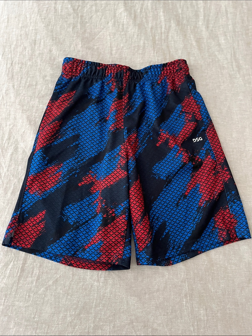 DSG Boys' Athletic Shorts - Red & Blue Graphic Mesh